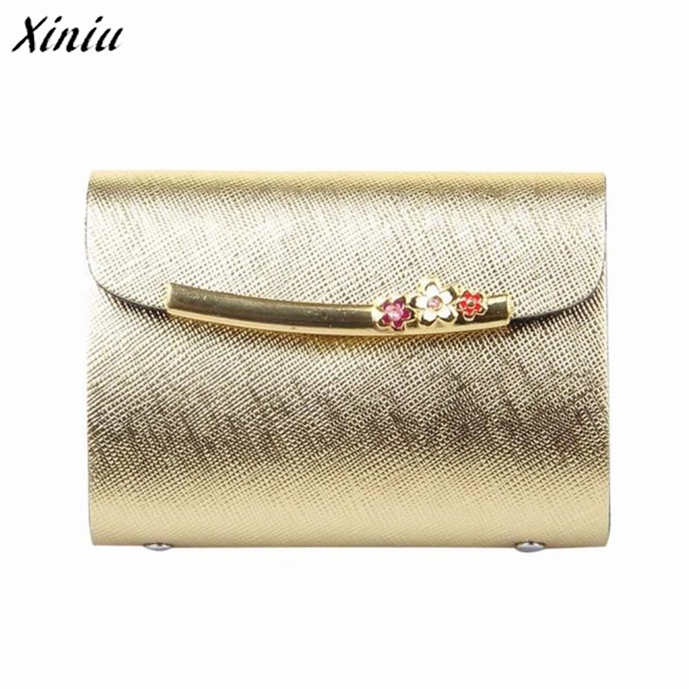 

Bolsas 2017 Women Card Pack Credit ID Card Coin Holder Case Wallet Pocket Clutch Purse Lady Party Carteira feminina Gold