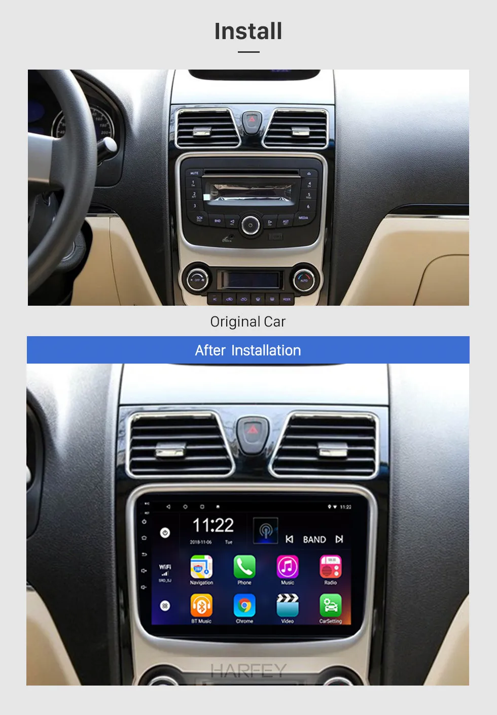 Cheap Harfey GPS Car Radio Android 8.1 Navi 9" Multimedia Player for Geely Emgrand EC7 2012 2013 2014 support Rearview Camera DVR Aux 3