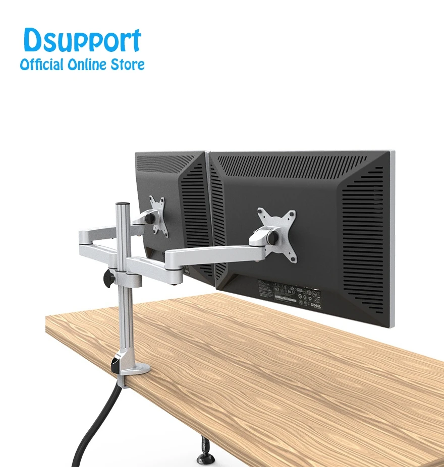 Aluminum Alloy Full Motion Dual Monitor Mount Holder Stand with Cable Management Free Lifting Retractable Bracket Aluminum Alloy Full Motion Dual Monitor Mount Holder Stand with Cable Management Free Lifting Retractable Bracket
