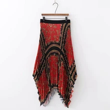 WYNNE Гадис осень зима уличная печать плиссированные юбки нерегулярные эластичный пояс юбки Saia для женская одежда