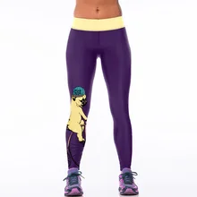 New 005 Sexy Girl Jogging Leggings Comics Purple Cute Dog on bike Prints High Waist Running Fitness Sport Women Yoga Pants