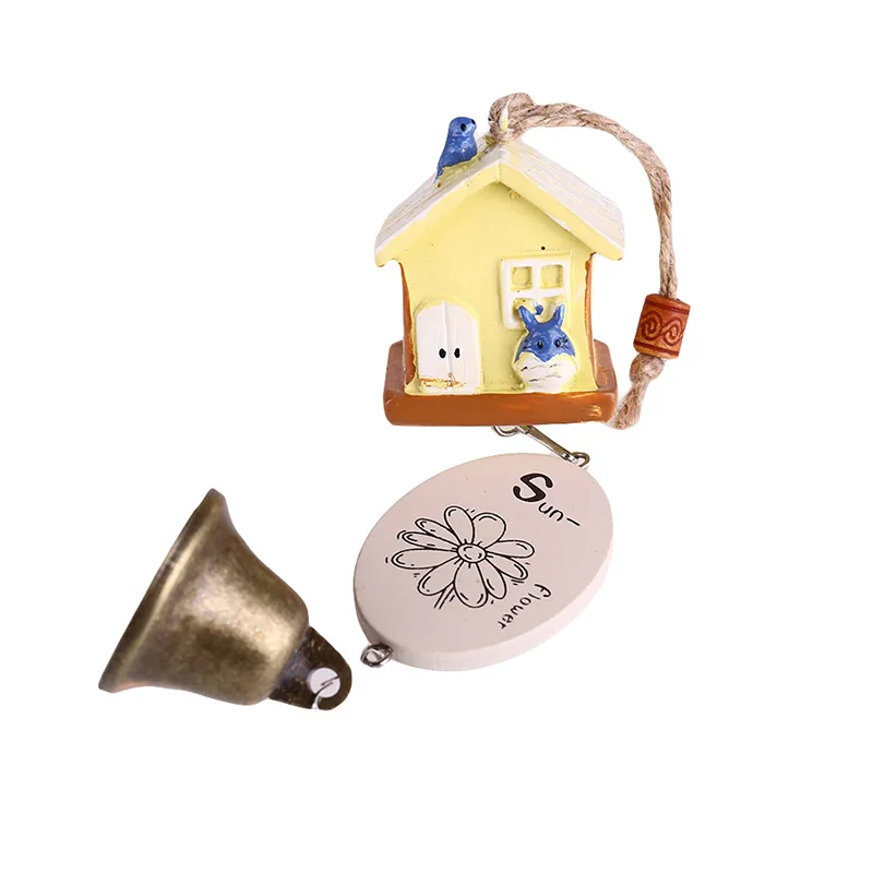 

Japanese Cat Wooden Resin House Landscape Garden Outdoor Decor Wind Chime Bell Random