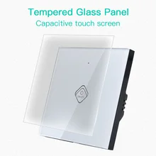 KTNNKG 1/2 Gang 1 Way Touch Switch Crystal Glass Panel LED Light Touch Screen Switch EU 110V-220V Lamp Touch Sensor Wall Switch 1 gang 2 way pink crystal glass light switch touch 110v 220v wallpad led touch light switch free customize logo free shipping