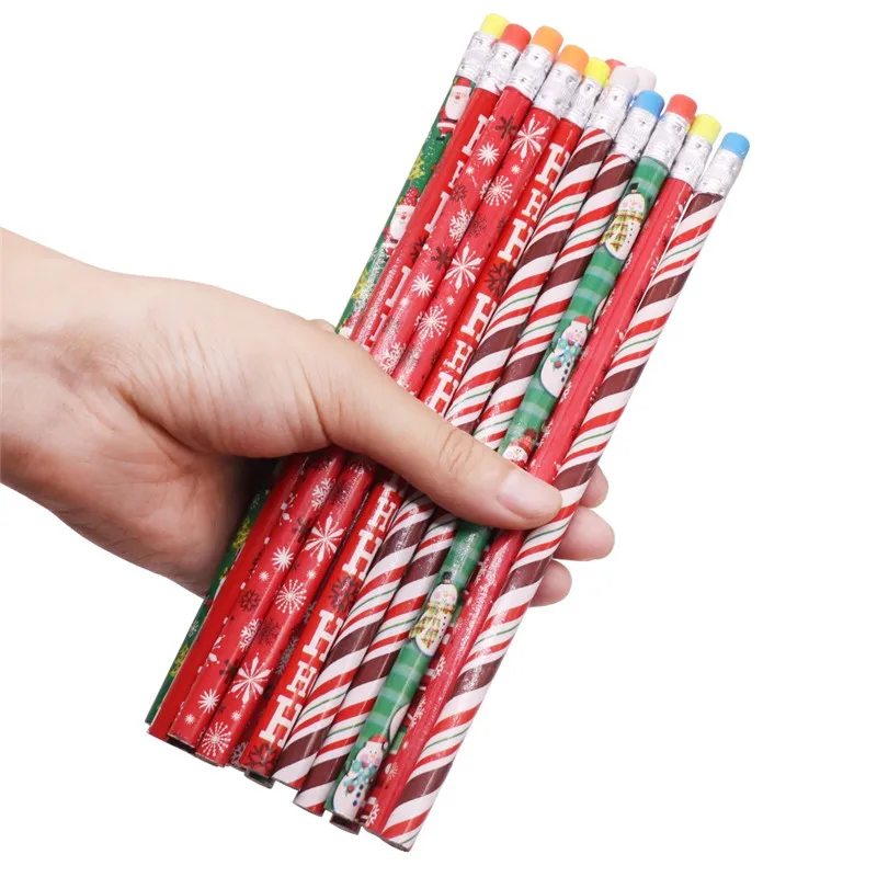 10 шт Рождественский узор Карандаш Деревянный ластик 2H цветной карандаш для рисования эскиз детский карандаш, Канцтовары для учащихся карандаш