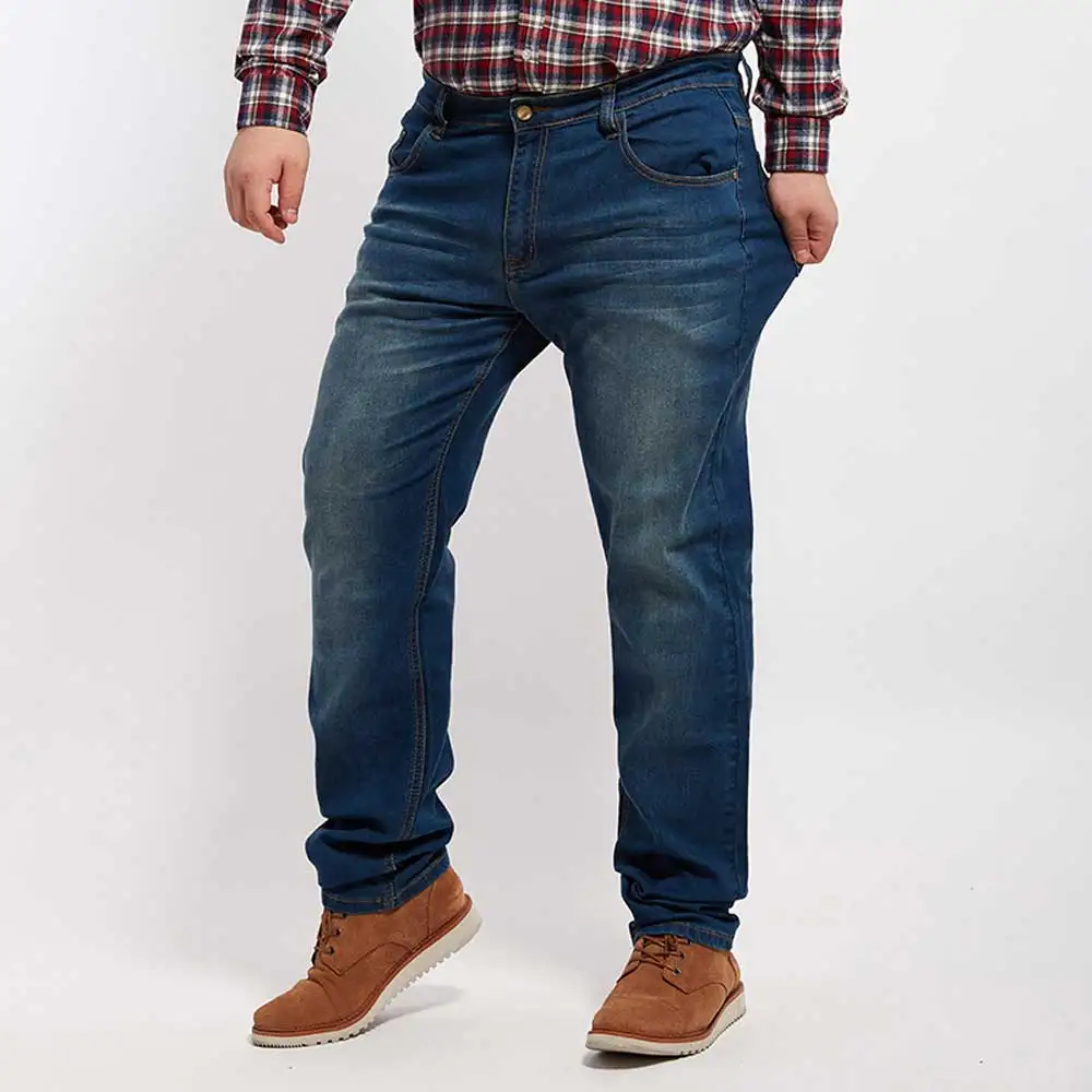 New Mens Straight Leg Loose Fit Denim Jeans Pants Thick Stretch PLUS