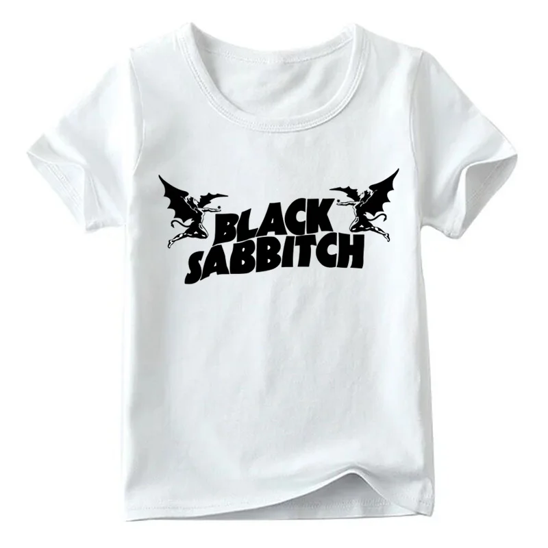 Для мальчиков и девочек, хэви-метал, рок группы Black Sabbath Футболка с принтом Для детей, на лето, топы для детей Повседневное белая футболка, HKP4069