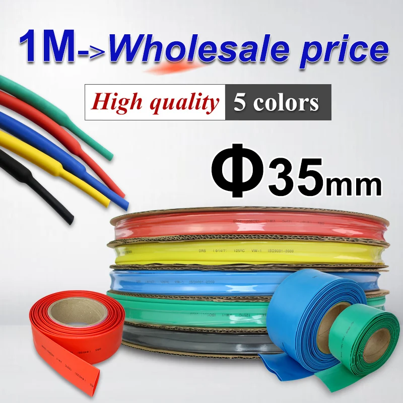 

1meter/lot 35mm Heat Shrink Tube 2:1 ratio Heatshrink Tubing Shrinkable Wrap Wire Cable Sleeve Kit high quality pls use heat gun