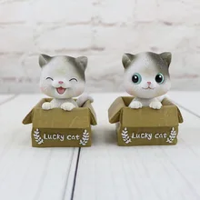 1 шт. милые Мультяшные смолы Lucky Box кошка качающаяся голова Автомобильные украшения для автомобиля рабочего стола дома креативный орнамент интерьерные украшения