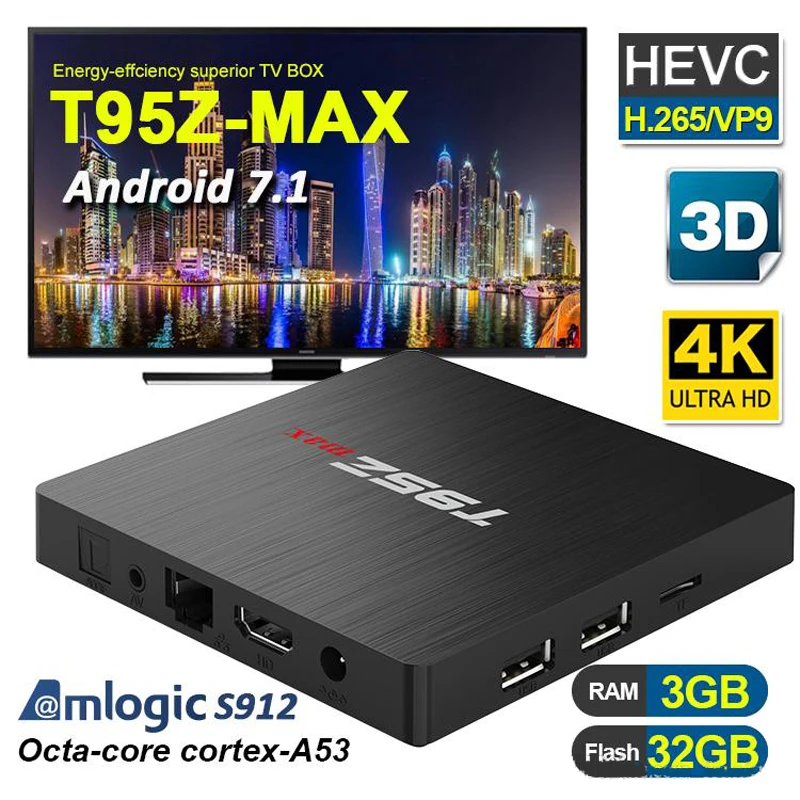 Amlogic S912 T95Z MAX Android 7.1 TV BOX DDR4 2GB 3GB 16GB 32GB 2.4G+5G WiFi Bluetooth4.1 4K IPTV PK X96 MAX 4GB Set Top Box Amlogic S912 T95Z MAX Android 7.1 TV BOX DDR4 2GB 3GB 16GB 32GB 2.4G+5G WiFi Bluetooth4.1 4K IPTV PK X96 MAX 4GB Set Top Box