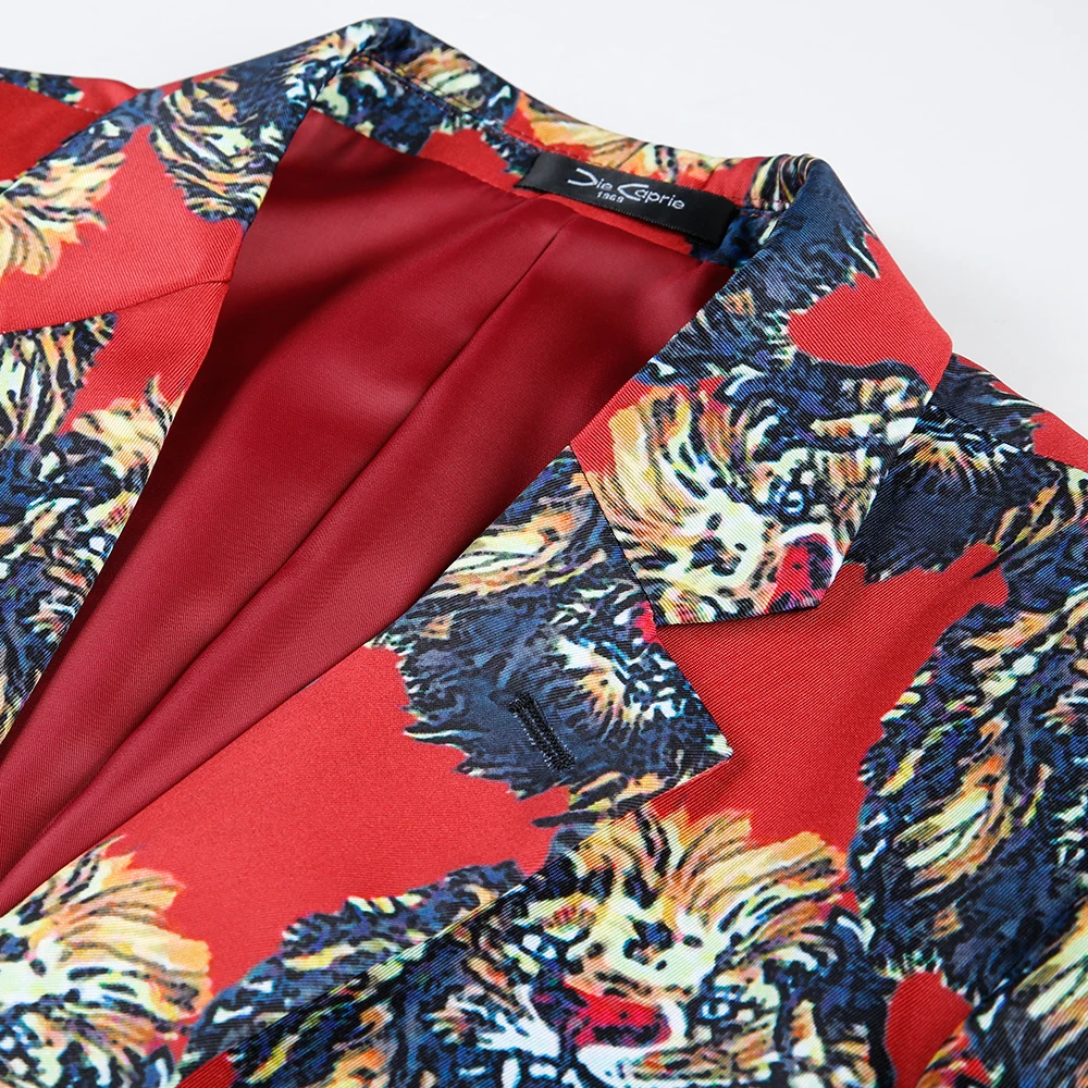 PAULKONTE Tiger Printing Mostly Male Dress Jacket High Quality Men West Decoration Body Gentleman Dating Slim Fit Male Blazer PAULKONTE Tiger Printing Mostly Male Dress Jacket High Quality Men West Decoration Body Gentleman Dating Slim Fit Male Blazer