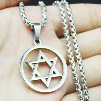

Granny Chic Men's High Quality Six-Pointed Jewish Star of David Pendant Necklace Stainless Steel Silver 3mm 24'' Box Chain