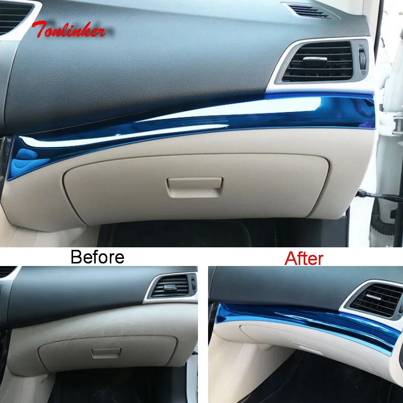 

Tonlinker Covers Sticker For Nissan SYLPHY 2016-18 Car Styling 1PCS Stainless steel Glove box position Decoration Cover stickers