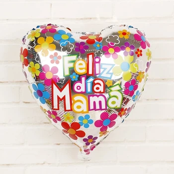 

Lucky 50pcs 18inch Printed Spanish mother Foil Balloons Mother's Day Heart Shape Love Globos Decor Mama Balloon Gifts Balloons
