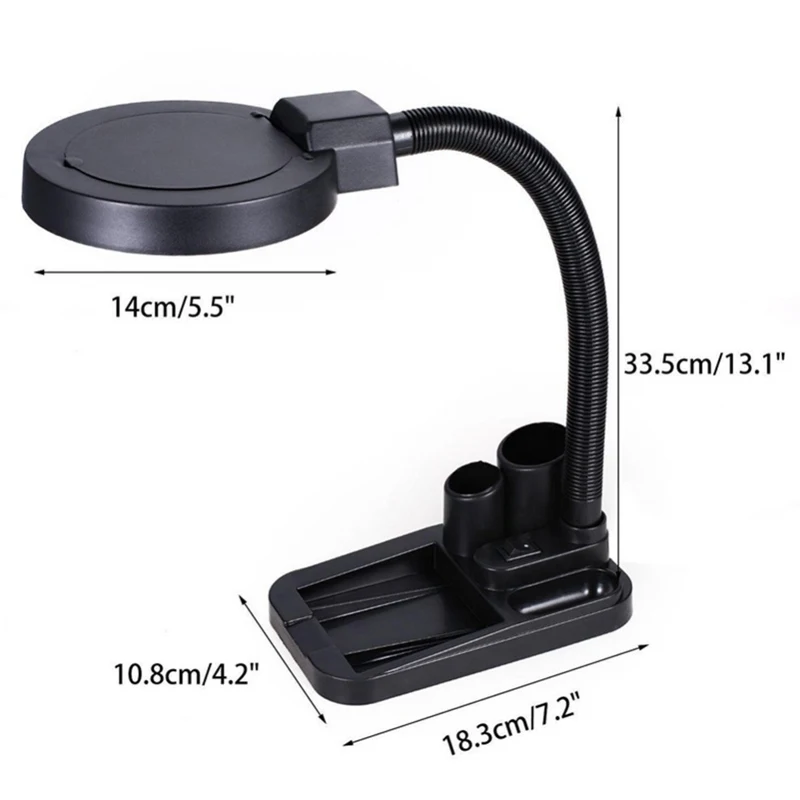 

LED Desk Magnifier Lamp Light 5X 10X Magnifying Table Desk Lamp Desktop Loupe Repairing Tools Portable Adjustable 40 LEDs Stand