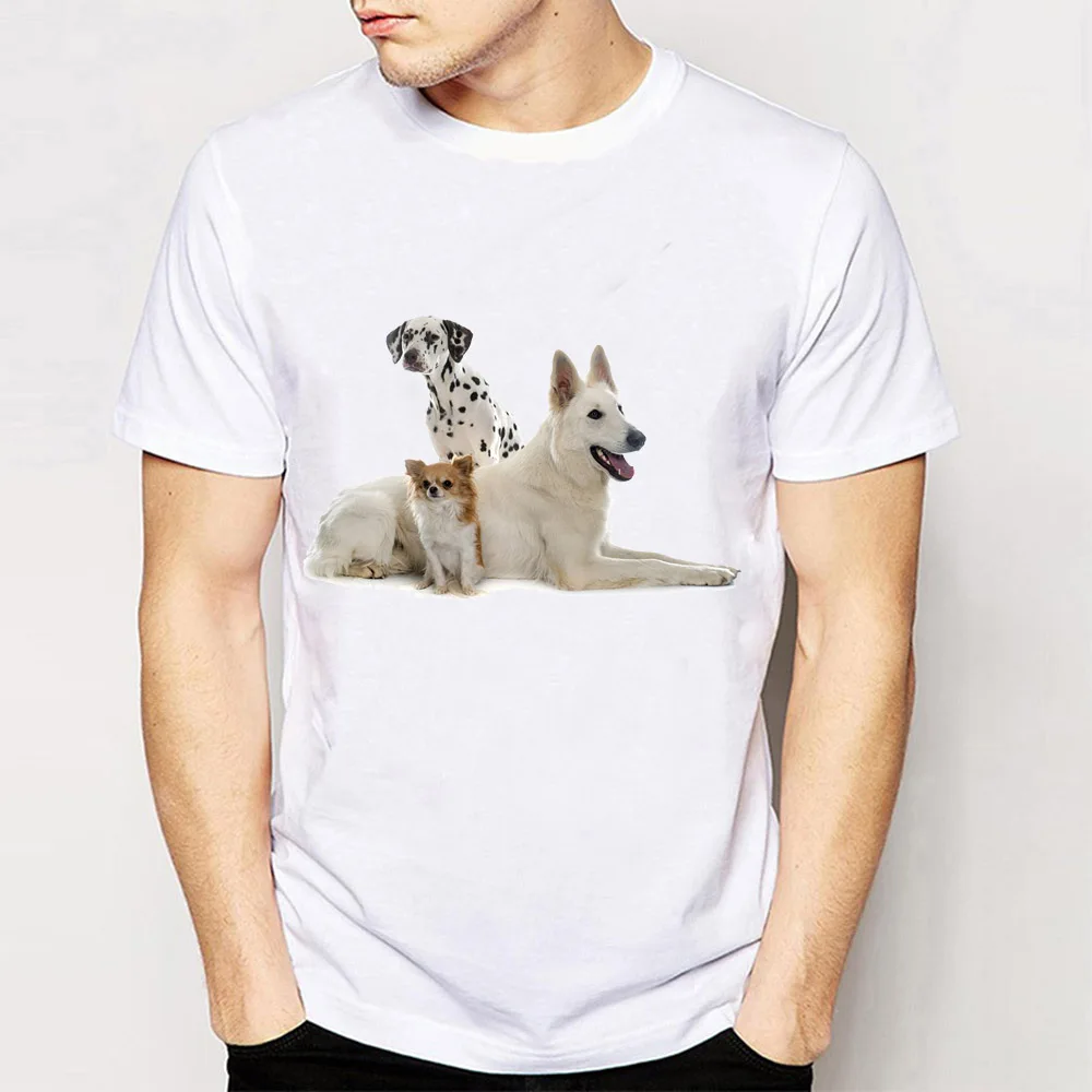 2018 new summer men's short sleeve three dog printed T Shirt high
