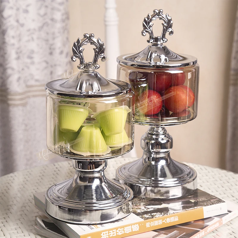 

Household Decoration Ornament Simple Europe Creative Glass Storage Tank Living Room Decoration Set Modern Glass Decoration Craft