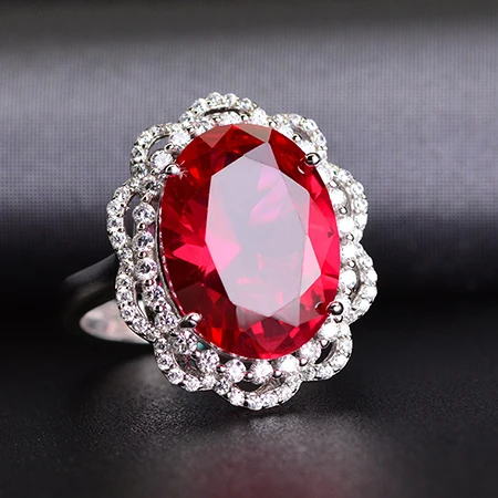 PANSYSEN, 925 пробы, серебряное, созданное, красный рубин, сапфир, кольца для женщин, Ретро стиль, Открытое кольцо, хорошее ювелирное изделие, Подарок на годовщину - Цвет камня: Красный