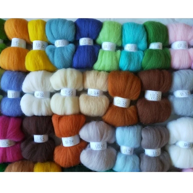 WFPFBEC 127 colors needle felting wool for roving wool fiber combed 100% merino felt 635g 5g/color alpaca Curly Fiber