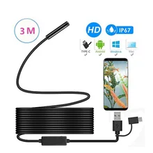 

3-in-1 Hard Cable Endoscope USB Android Endoscope Camera 3m C-Type Detection Camera For PC Android Mobile Phone Tube Endoscope