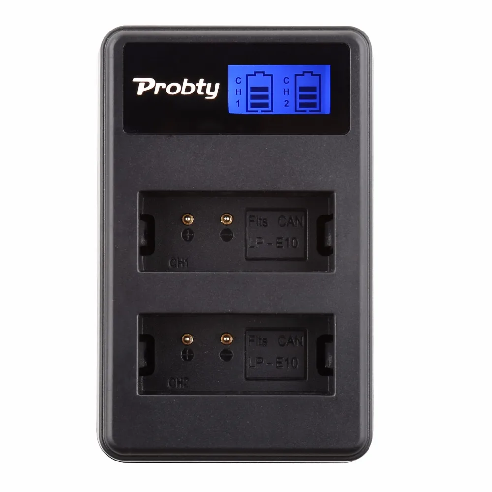 Probty Lp-E10 Lp E10 Lpe10 Lcd Usb Dual Charger Per Canon Eos 1100D Eos 1200D Eos Rebel T3 Eos Rebel T5 Kiss X50 X70 Dslr Camera