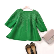 Модный Стиль Футболки Половина свободные Сложите квадратный воротник кружева футболки