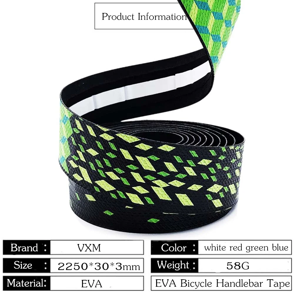 VXMSoft Road Bike Bicycle Handlebar Cork EVA PU Bar Tape Professional Cycling Damping Anti-Vibration Wrap With 2 Bar Plug
