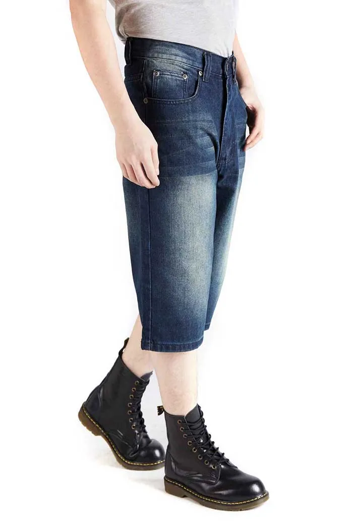 Модные летние шорты мужские короткие джинсы Прямые Свободные мешковатые бордшорты хип-хоп шорты синие Большие размеры 30-46 Мужская одежда