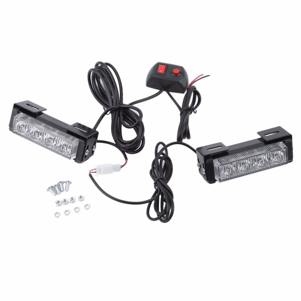

2 PCS 12V 4W Ultra Bright Motorcycle LED Yellow Car Trunck Warning Alert Strobe Lamp Flashing Emergency Lights