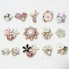 

14pcs/lot Mix flower styles alloy hair embellishment buttons hairbow wedding decorative accessories diy crafts supplies