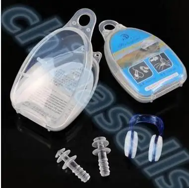 1set Soft Silicone Waterproof Swimming Diving Surf Water Sports Protection Earplugs Nose Clip with Case Bag Swim Pool Gear tool | Спорт и