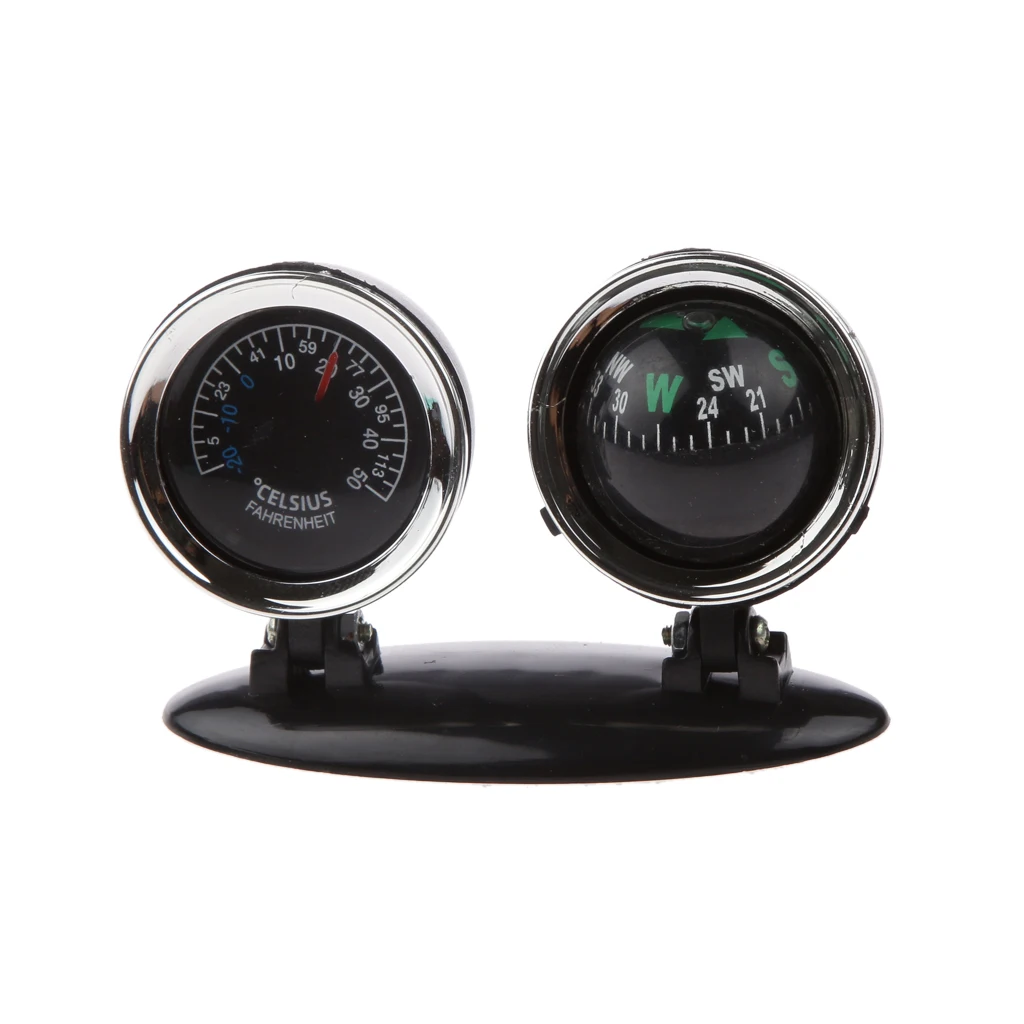Adjustable 2 in 1 Outdoor Travel Car Compass Thermometer Boat Truck