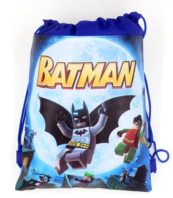 12 комплектов красивых лего Бэтмен drawstring сумка для мальчиков девочек на день рождения/использовать с подарком или конфетами