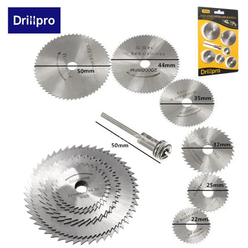 Drillpro 7 шт. быстрорежущие стальные фрезы лезвия циркулярной пилы режущие диски оправы Cutoff резак мощность многофункциональный складывающийся набор инструментов Рождественский подарок