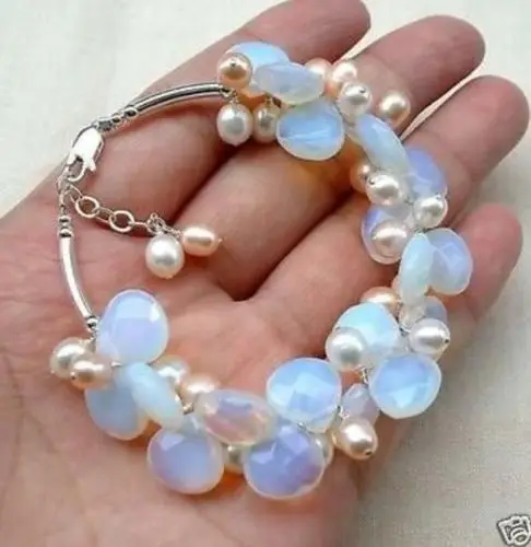 Цена NewExquisite Лунный Камень Пресной Воды Жемчужный браслет 30