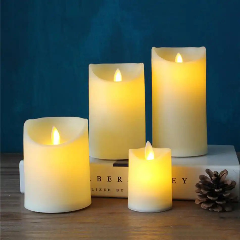 Flameless Plastic Led Pillar Candle Light For Wedding Flameless Plastic Led Pillar Candle