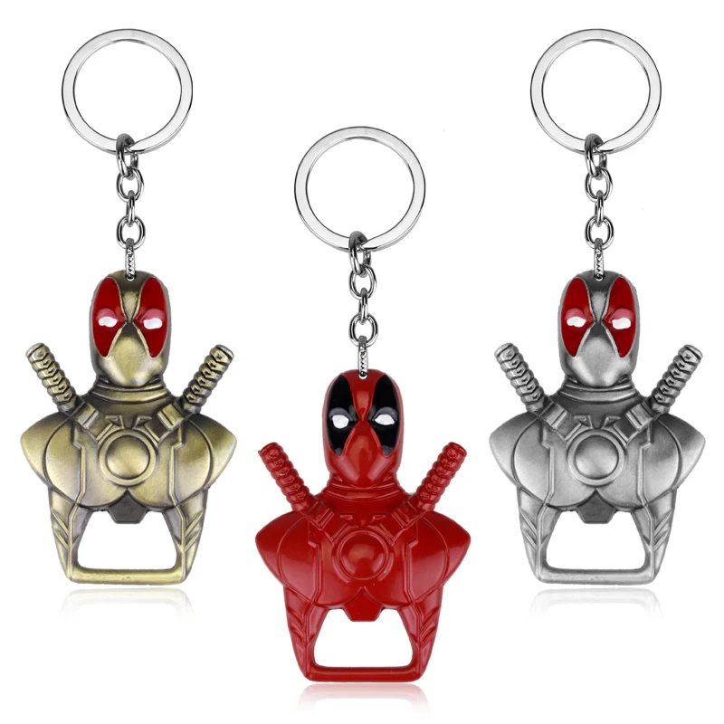 

Anime Jewelry Deadpool Keychain 2 Use Bar Beer Bottle Opener Key Chain Keyring Charms Chaveiro Ornaments Trinket Keychain