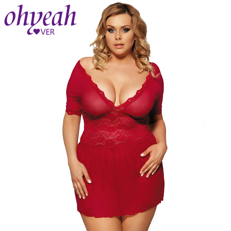 

Ohyeahlover Intimo Donna Sexy Hot V-Neck Fantasias Woman Costume Erotic Plus Size 5XL Lace Lingerie Sexy Outfit Porno RM70335