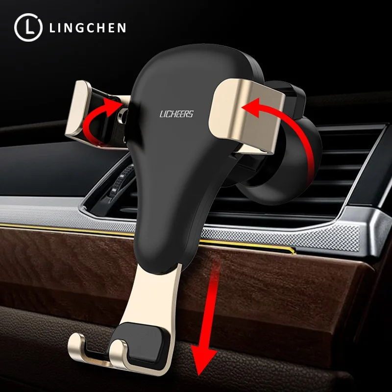 LINGCHEN Автомобильный держатель для телефона Air Vent Gravity мобильного Подставка iPhone Xiaomi