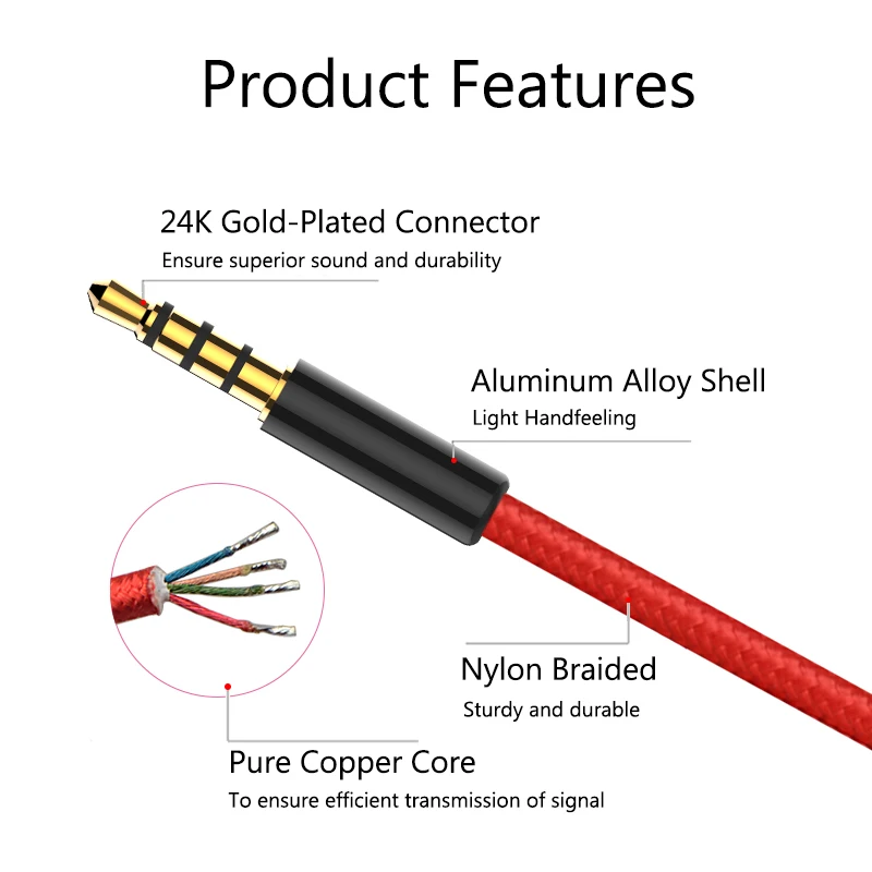 Jack 3.5mm AUX Cable Audio Cable 3.5 mm Jacks Speaker Cable 4 Poles Nylon Braided Headphones Car MP3 AUX Cord Extension male Jack 3.5mm AUX Cable Audio Cable 3.5 mm Jacks Speaker Cable 4 Poles Nylon Braided Headphones Car MP3 AUX Cord Extension male