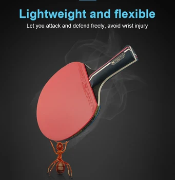 

Table Tennis Bat Racket PingPong Paddle Long Short Handle Durable Bag 3 Balls DX88