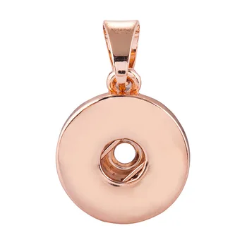 

20pcs Hot Sale Snap Necklace rose gold metal Round Pendant fit 18mm Snap Buttons for Snap Jewelry for women