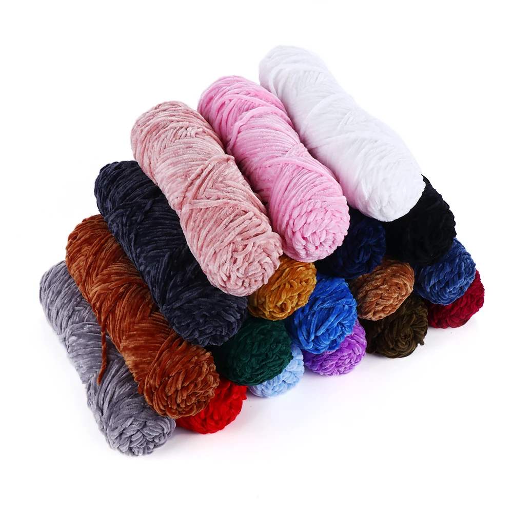 

100g/Roll Chenille Knitting Yarn Velvet Yarn Texturized Polyester Blended Cotton Suggest DIY Sweater Scarf Line 4MM-5MM