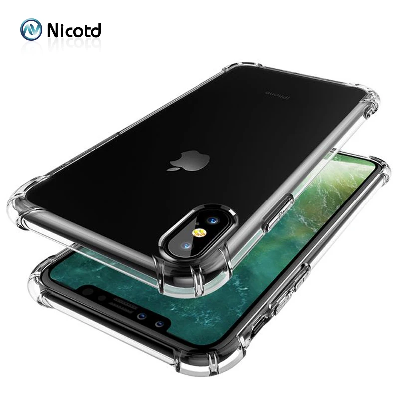 Чехол nicodd из ТПУ для iPhone XS Max, мягкий чехол, прозрачный тонкий чехол s для iPhone XS MAX XR X 7 PLUS 8 6 S, чехол, Кристальный силиконовый чехол, сумки