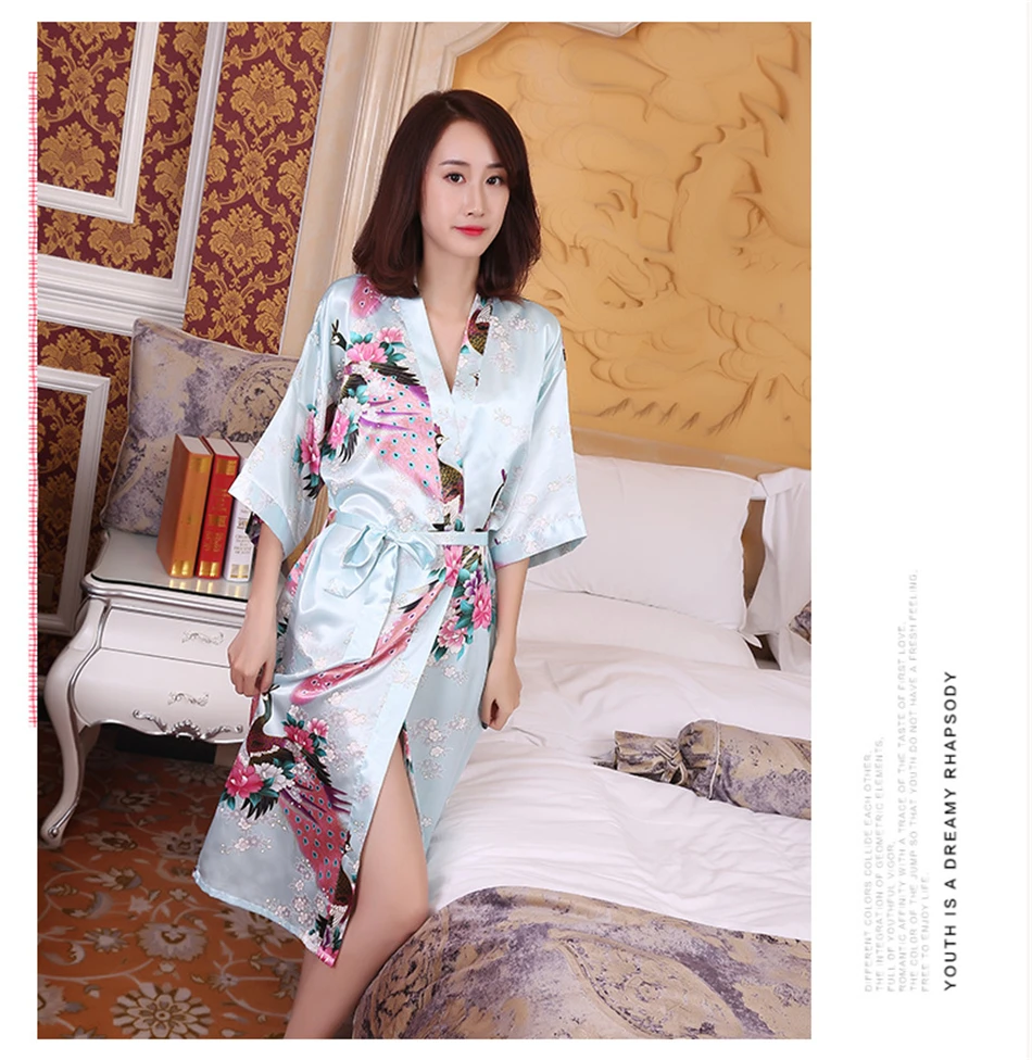13 видов цветов свободные шелковые женские пижамы японская мода сексуальное кимоно косплей Павлин платье традиционная Ретро ночная рубашка одежда