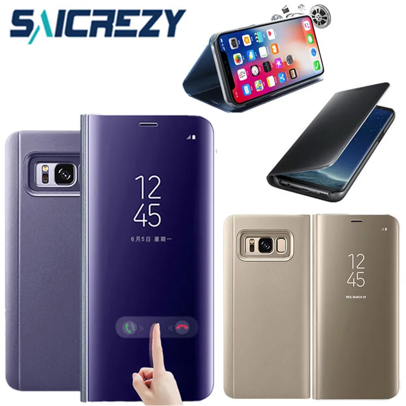 Зеркальный флип чехол для Samsung Galaxy s9 S8 Plus Note 8 9 s7 s6 edge A3 A5 A7 2017 j3 j5 pro j7 Prime J4 J6|Чехлы-книжки| |