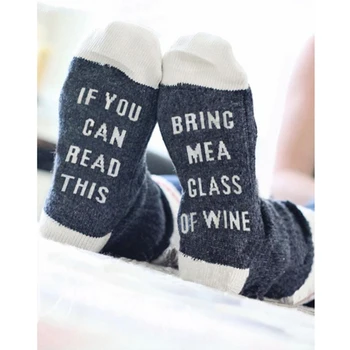 

3pcs Humor Words Female Socks Pregnant Cotton Stockings Letter Funny Creative If You Can Read This Bring Me WINE BEER COFFEE