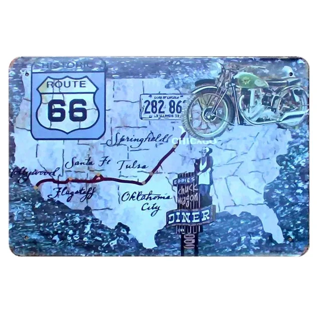 US Route 66 винтажная жестяная вывеска металлическая пластина Железный постер в стиле ретро подарок Бар паба друг украшения для стен ресторана дешевые - Цвет: 10
