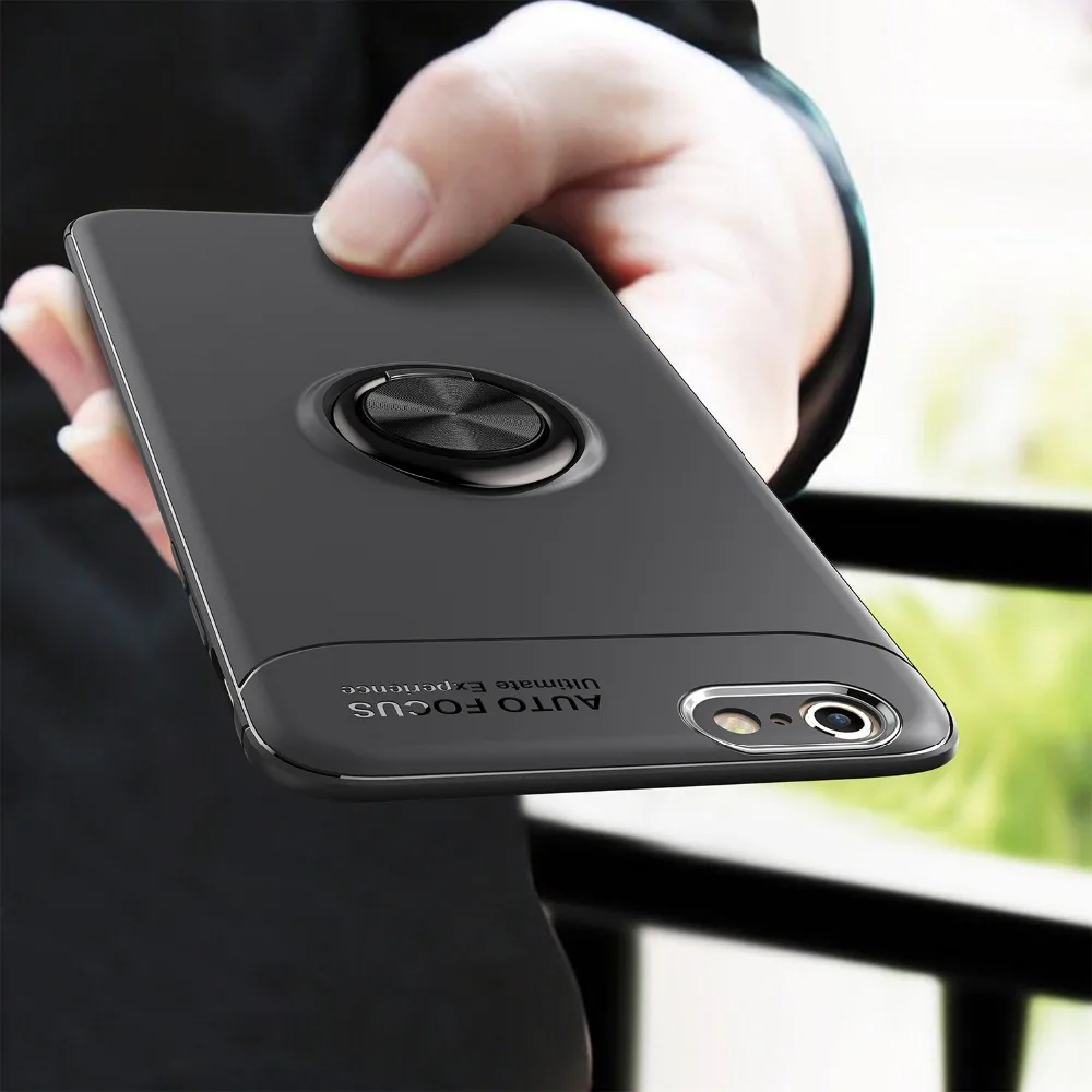 

Case for iPhone XR XS 7 8 X TPU Hidden Kickstand with Car Magnet Case Finger Ring for Apple iPhone 7 8 Plus XS MAX Cover Fundas