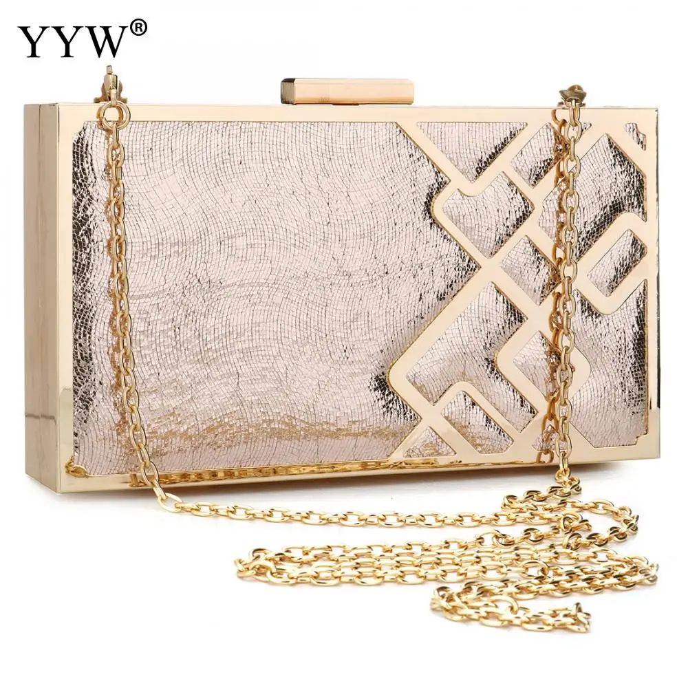 Flannelette Green Clutch Wedding Women Box Bag Gold Chain Geometric Zinc Alloy Christmas Evening Bags Female Party Clutch Gold