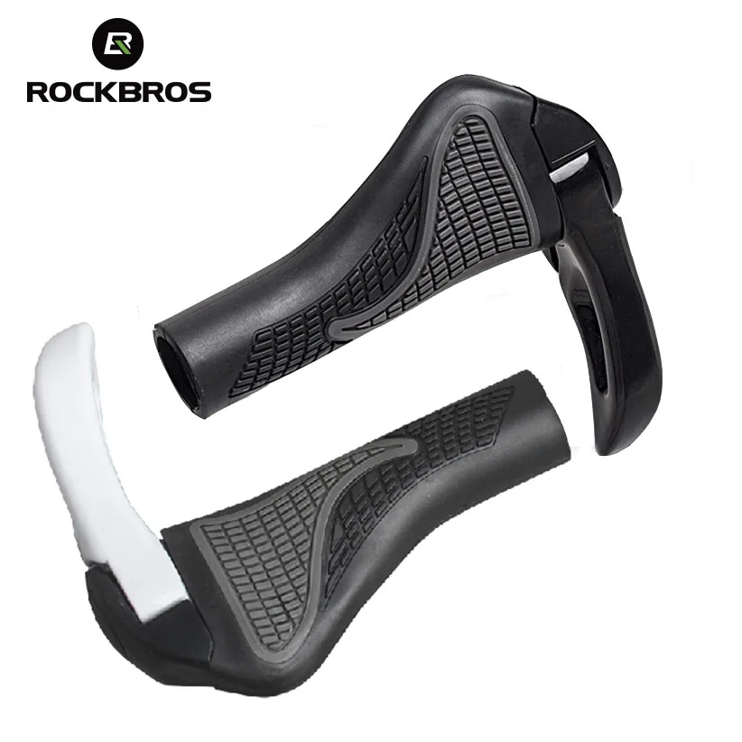RockBros Bicycle Cycling Handlebar Rubber Grip Black Gray Aluminum Barend White